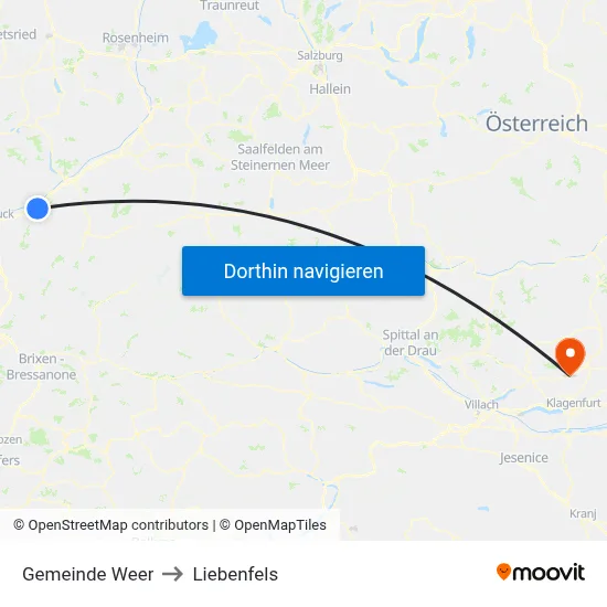 Gemeinde Weer to Liebenfels map