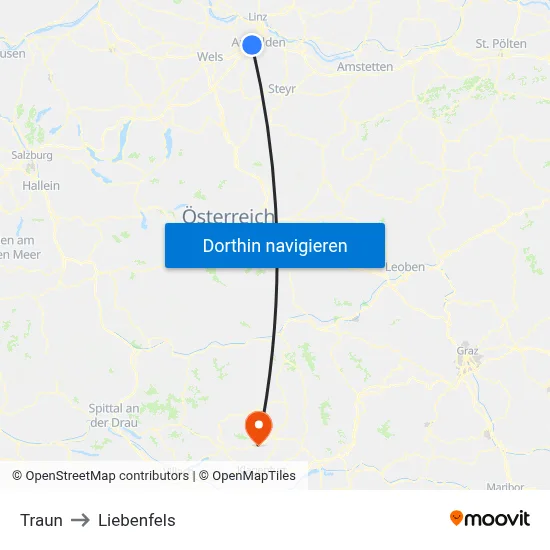 Traun to Liebenfels map