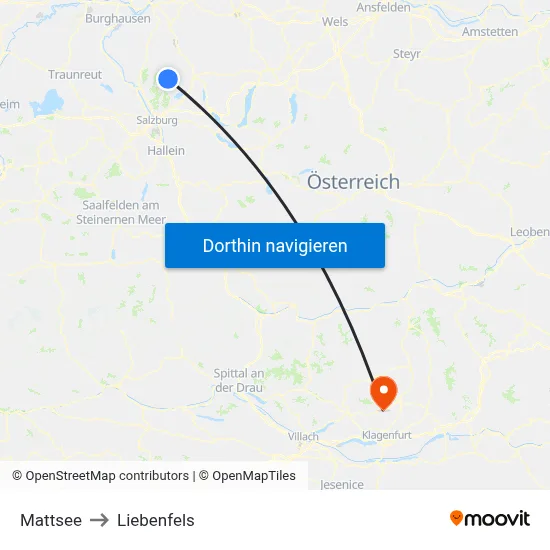 Mattsee to Liebenfels map