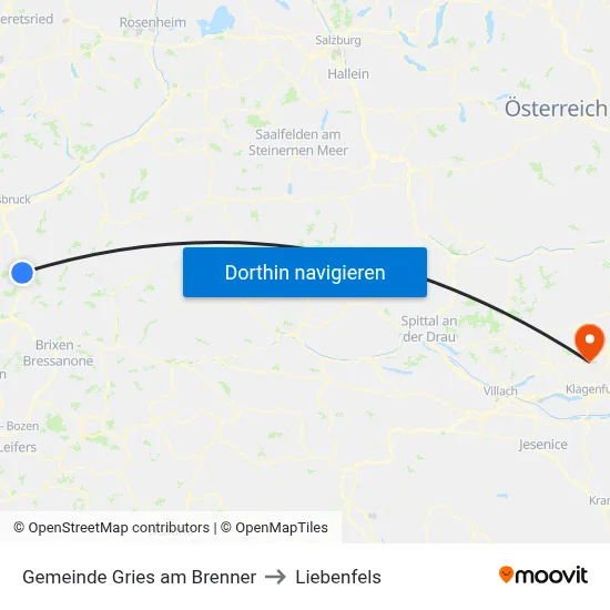 Gemeinde Gries am Brenner to Liebenfels map