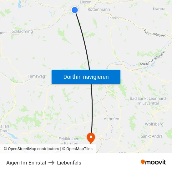 Aigen Im Ennstal to Liebenfels map