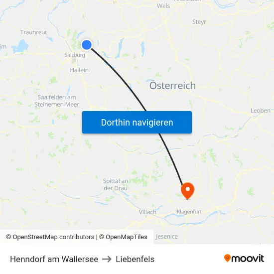 Henndorf am Wallersee to Liebenfels map