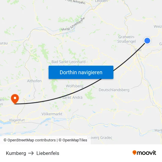 Kumberg to Liebenfels map