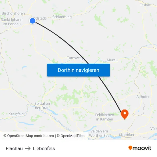 Flachau to Liebenfels map