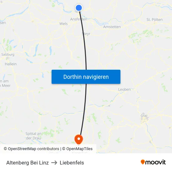 Altenberg Bei Linz to Liebenfels map