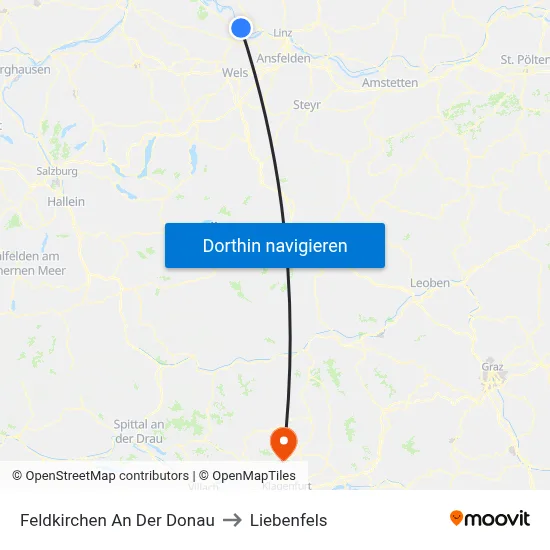 Feldkirchen An Der Donau to Liebenfels map