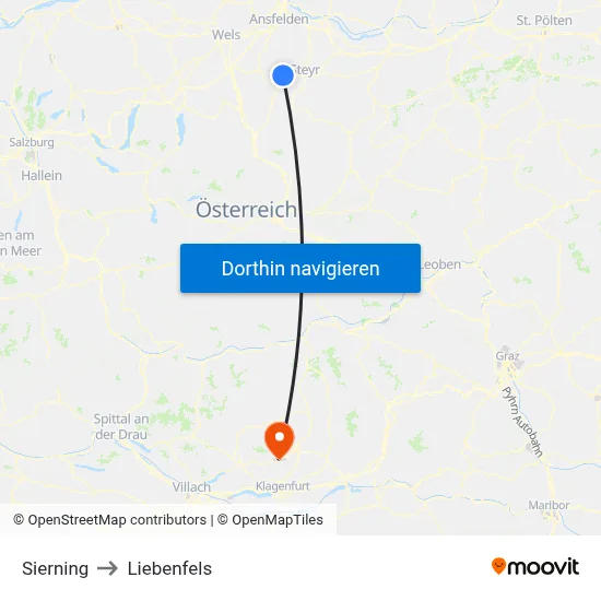 Sierning to Liebenfels map
