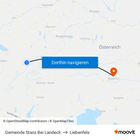 Gemeinde Stanz Bei Landeck to Liebenfels map