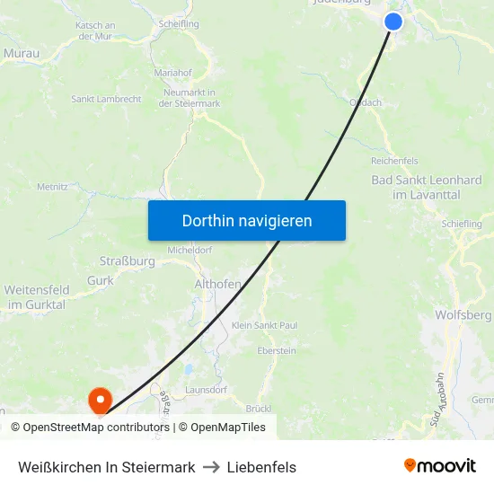 Weißkirchen In Steiermark to Liebenfels map