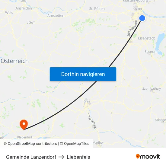 Gemeinde Lanzendorf to Liebenfels map