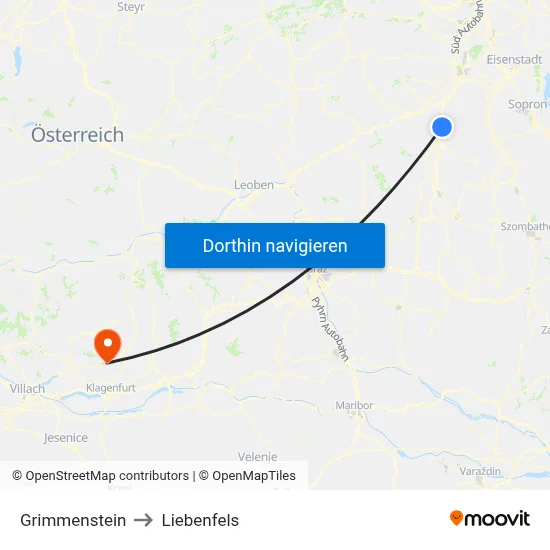 Grimmenstein to Liebenfels map