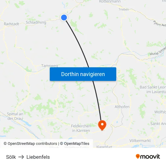 Sölk to Liebenfels map