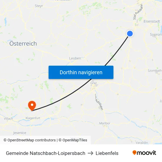 Gemeinde Natschbach-Loipersbach to Liebenfels map