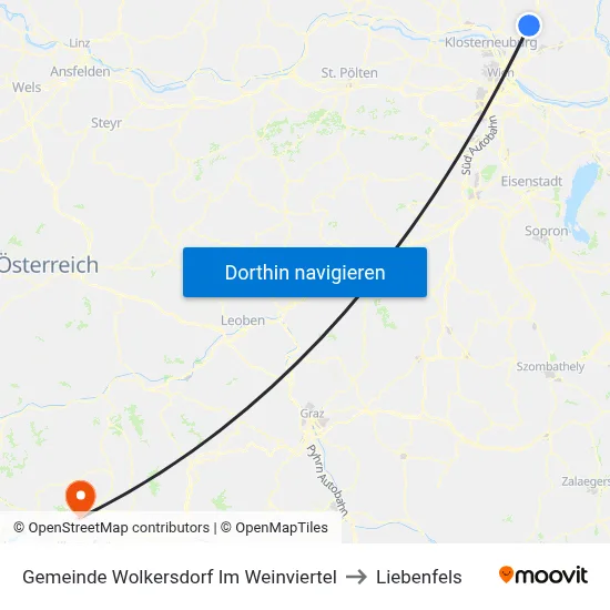 Gemeinde Wolkersdorf Im Weinviertel to Liebenfels map