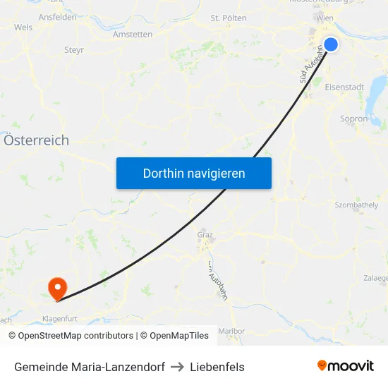 Gemeinde Maria-Lanzendorf to Liebenfels map