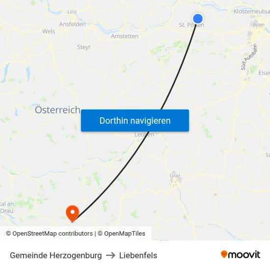 Gemeinde Herzogenburg to Liebenfels map