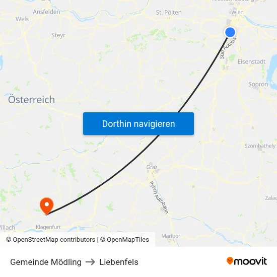Gemeinde Mödling to Liebenfels map