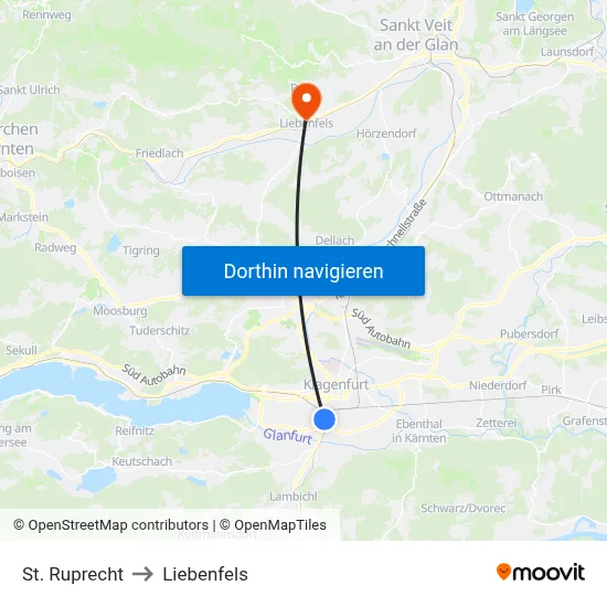 St. Ruprecht to Liebenfels map