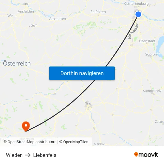 Wieden to Liebenfels map