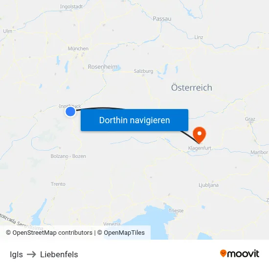 Igls to Liebenfels map