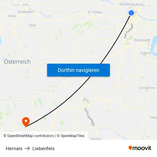 Hernals to Liebenfels map