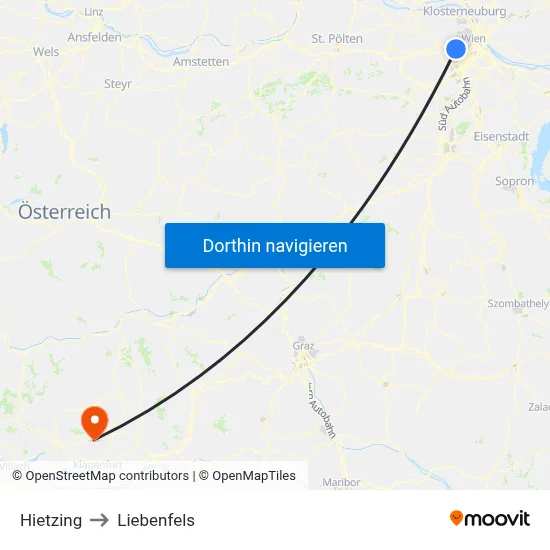 Hietzing to Liebenfels map
