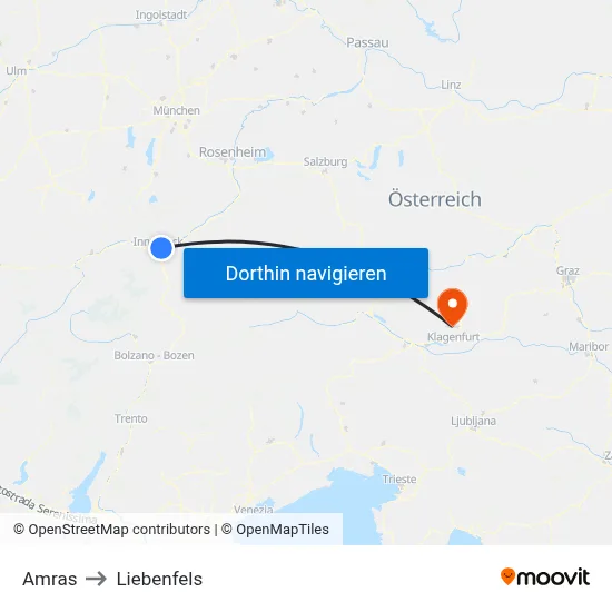 Amras to Liebenfels map