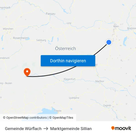 Gemeinde Würflach to Marktgemeinde Sillian map