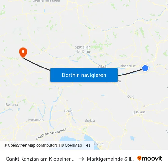 Sankt Kanzian am Klopeiner See to Marktgemeinde Sillian map