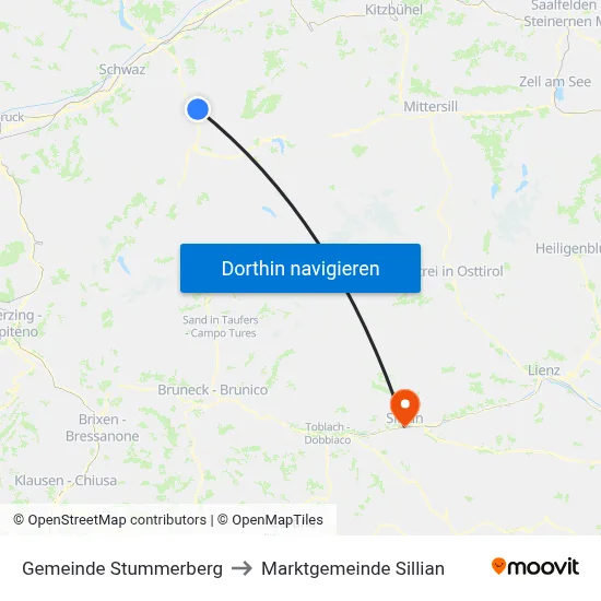 Gemeinde Stummerberg to Marktgemeinde Sillian map