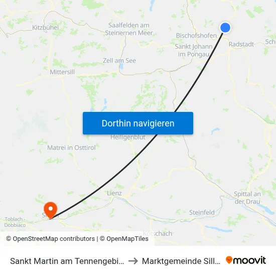 Sankt Martin am Tennengebirge to Marktgemeinde Sillian map