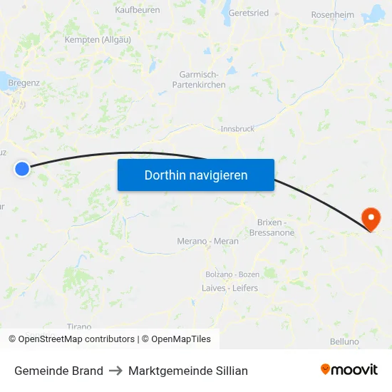 Gemeinde Brand to Marktgemeinde Sillian map
