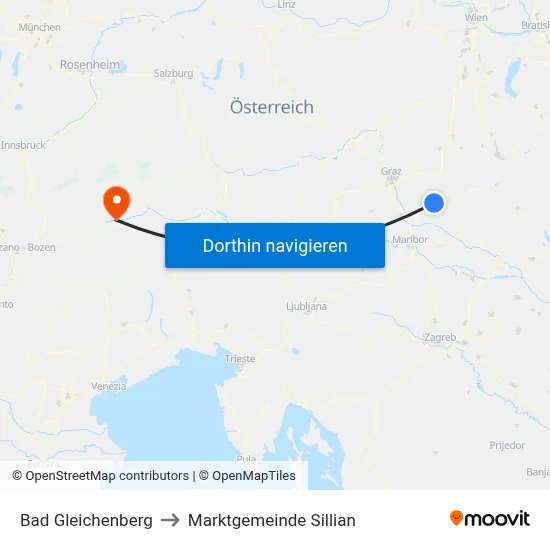 Bad Gleichenberg to Marktgemeinde Sillian map