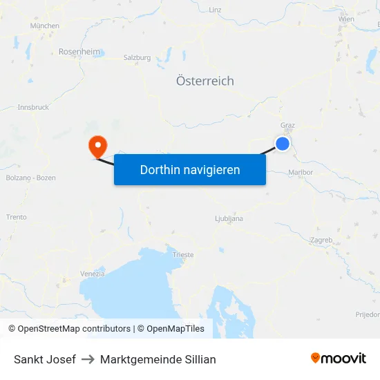 Sankt Josef to Marktgemeinde Sillian map