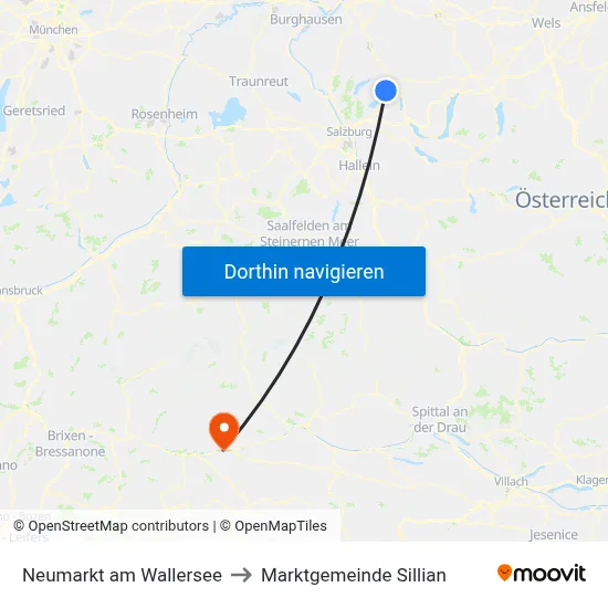 Neumarkt am Wallersee to Marktgemeinde Sillian map