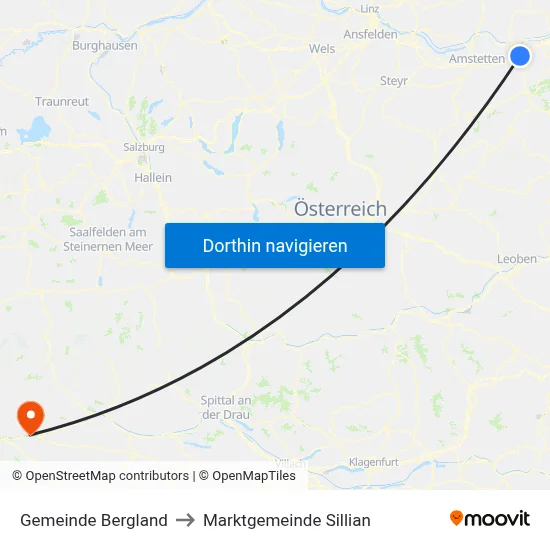 Gemeinde Bergland to Marktgemeinde Sillian map