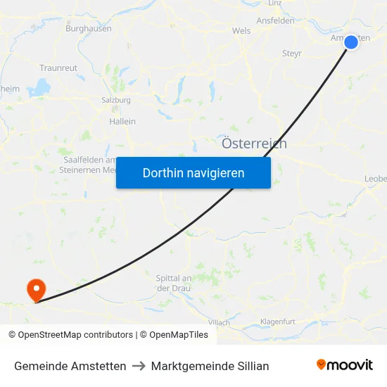 Gemeinde Amstetten to Marktgemeinde Sillian map