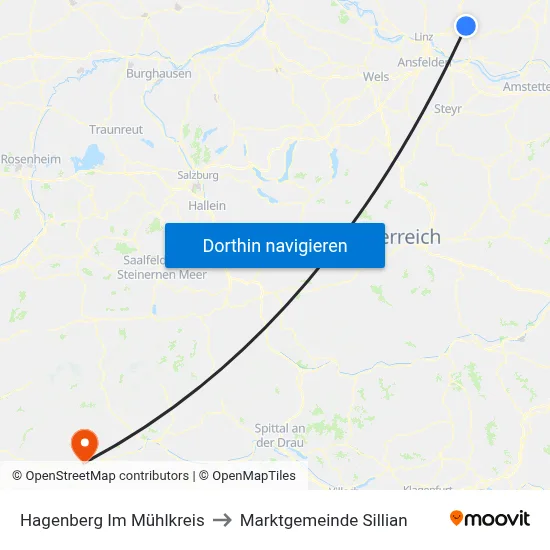 Hagenberg Im Mühlkreis to Marktgemeinde Sillian map