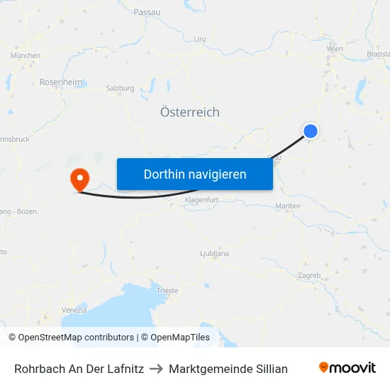Rohrbach An Der Lafnitz to Marktgemeinde Sillian map