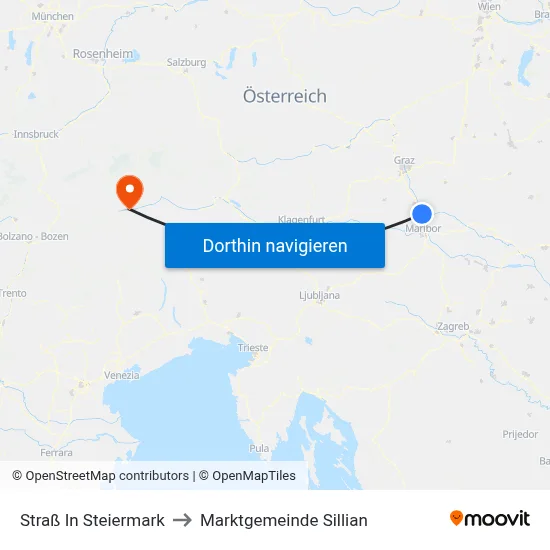Straß In Steiermark to Marktgemeinde Sillian map