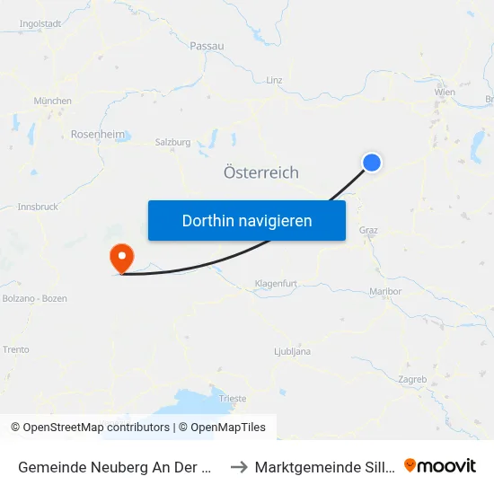 Gemeinde Neuberg An Der Mürz to Marktgemeinde Sillian map