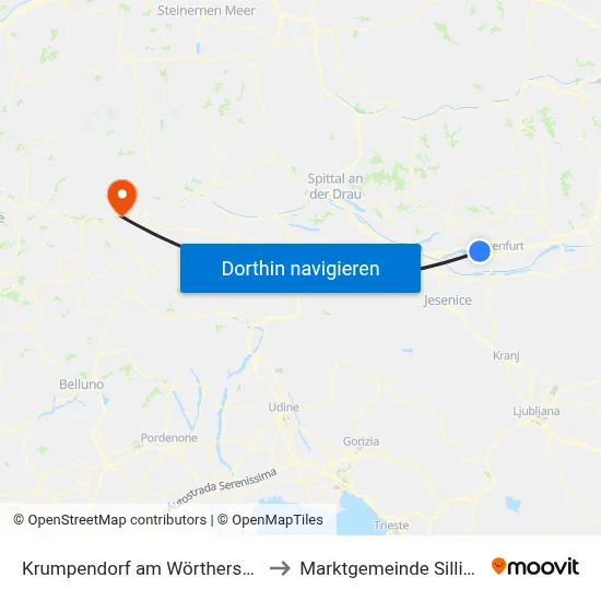 Krumpendorf am Wörthersee to Marktgemeinde Sillian map