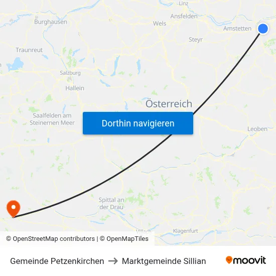 Gemeinde Petzenkirchen to Marktgemeinde Sillian map