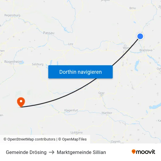 Gemeinde Drösing to Marktgemeinde Sillian map