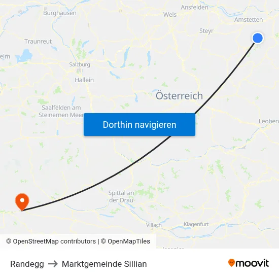 Randegg to Marktgemeinde Sillian map
