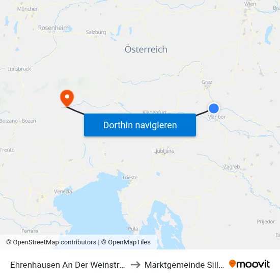 Ehrenhausen An Der Weinstraße to Marktgemeinde Sillian map