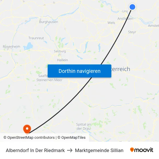 Alberndorf In Der Riedmark to Marktgemeinde Sillian map