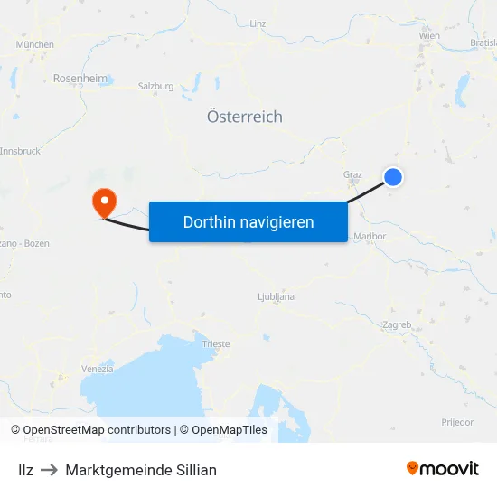 Ilz to Marktgemeinde Sillian map