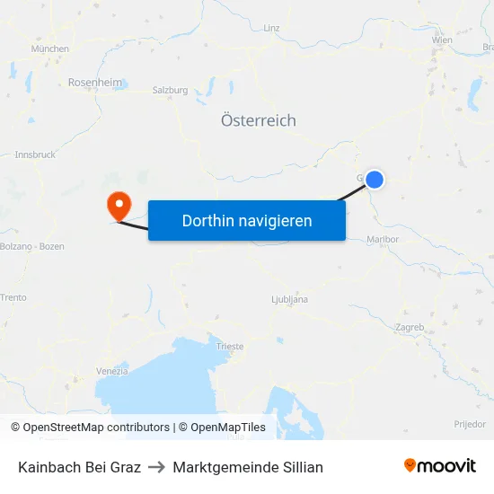Kainbach Bei Graz to Marktgemeinde Sillian map