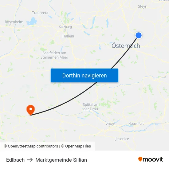 Edlbach to Marktgemeinde Sillian map